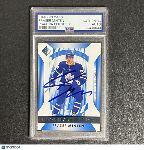 2023-24 Upper Deck Hockey Rookie Authentics #136 Fraser Minten Signed Card PSA