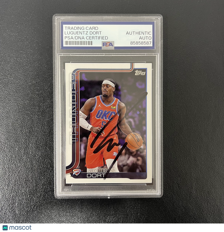 2025 Topps #117 Luguentz Dort Signed Card PSA Oklahoma City Thunder