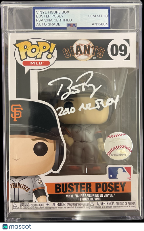 Buster Posey Signed Baseball #09 Funko Pop PSA Encapsulated Autographed