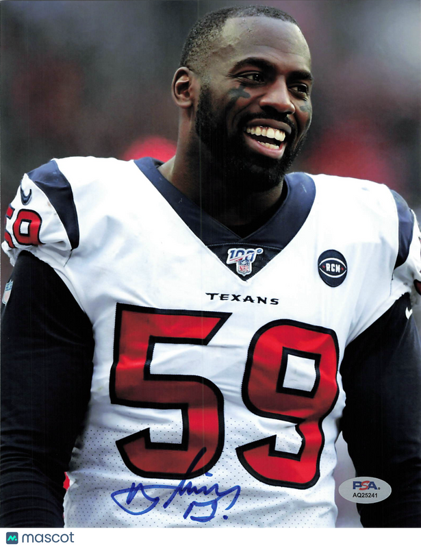Whitney Mercilus Signed Houston Texans Football 8x10 Photo PSA Autographed