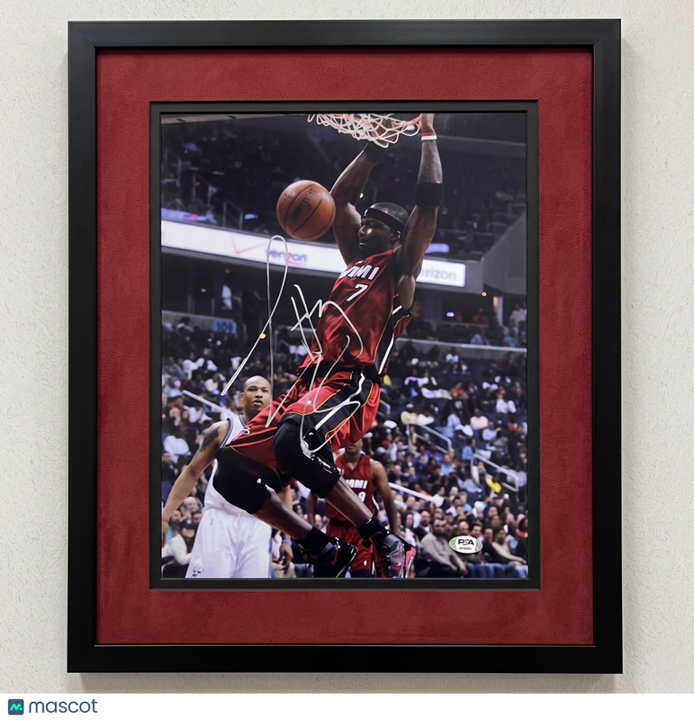 Jermaine O'Neal Miami Heat Signed Basketball 11x14 Custom Framed Photo PSA
