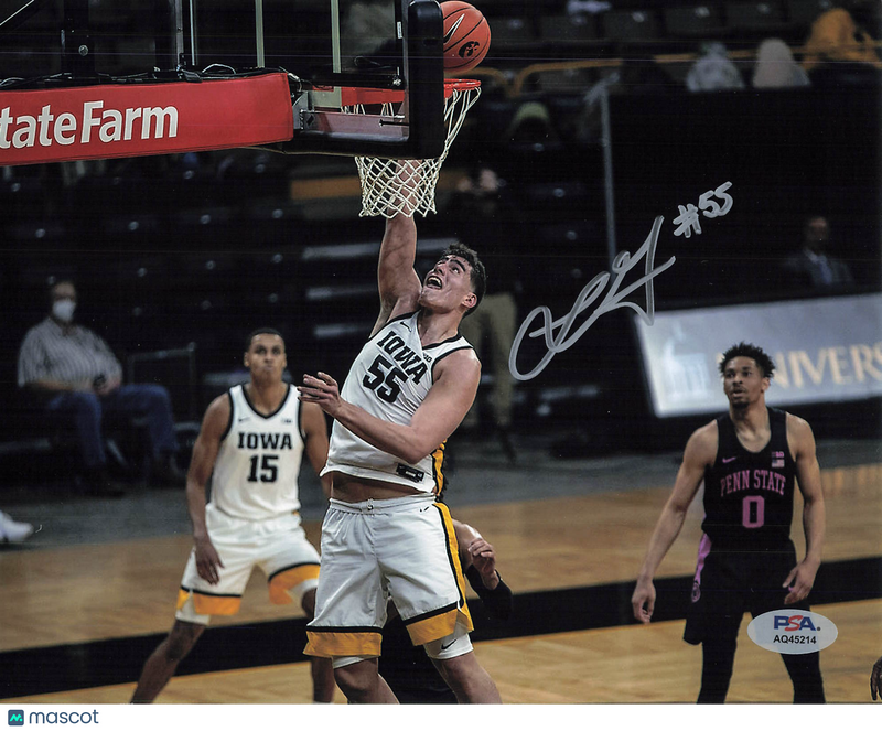 Luka Garza Iowa Hawkeyes Signed Basketball 8x10 Photo PSA