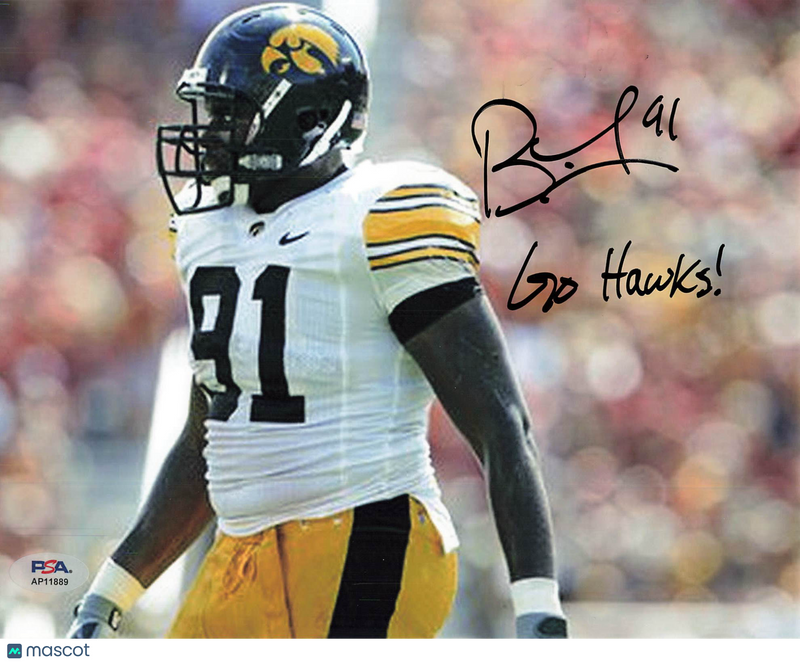 Broderick Binns Signed Iowa Hawkeyes Football 8x10 Photo PSA Autographed