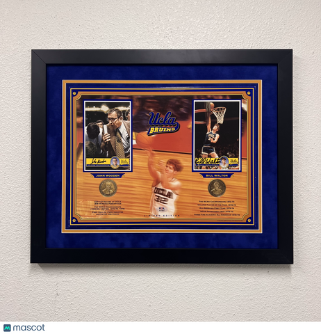 John Wooden and Bill Walton Custom Framed Display UCLA Signed Photo PSA