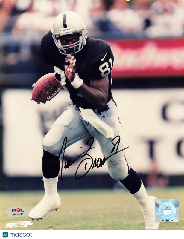 Tim Brown Signed Los Angeles Raiders Football 8x10 Photo PSA Autographed