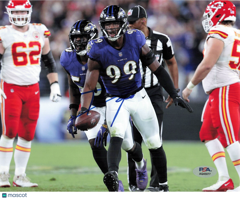 Jayson Oweh Signed Baltimore Ravens Football 8x10 Photo PSA Autographed