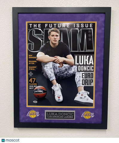 Luka Doncic Signed Custom Framed Los Angeles Lakers Basketball Photo PSA