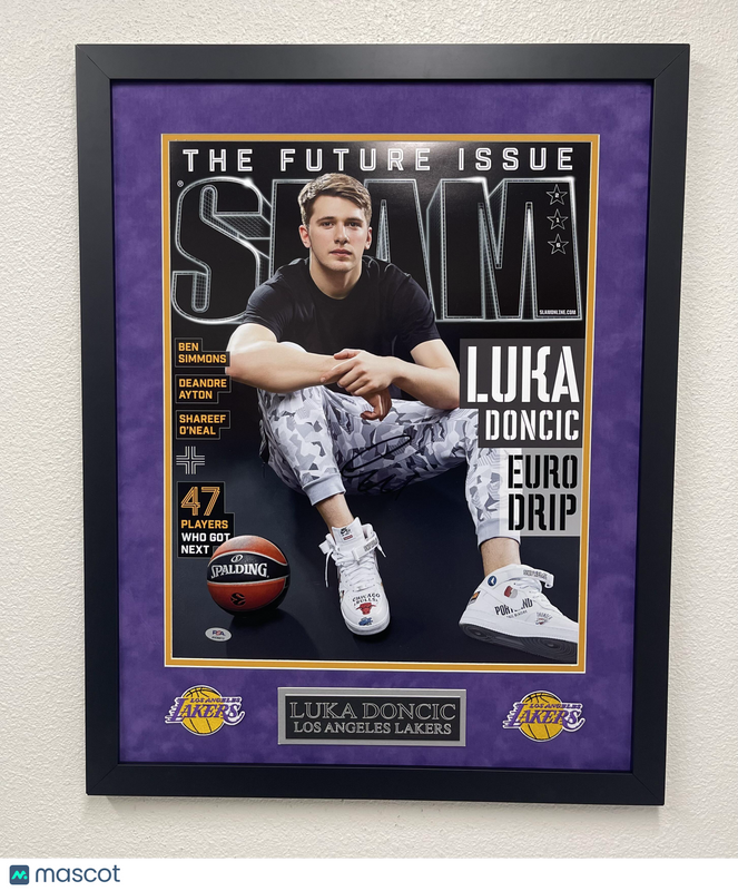 Luka Doncic Signed Custom Framed Los Angeles Lakers Basketball Photo PSA