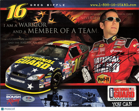 Greg Biffle Signed Racing 8x10 Photo PSA Autographed