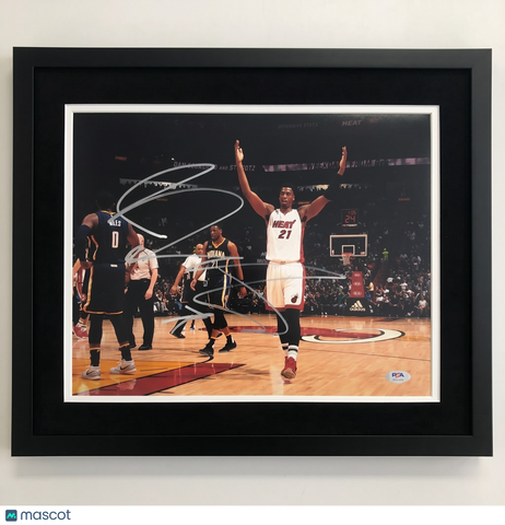 Hassan Whiteside Miami Heat Signed Basketball 11x14 Custom Framed Photo PSA
