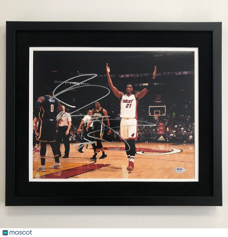 Hassan Whiteside Miami Heat Signed Basketball 11x14 Custom Framed Photo PSA