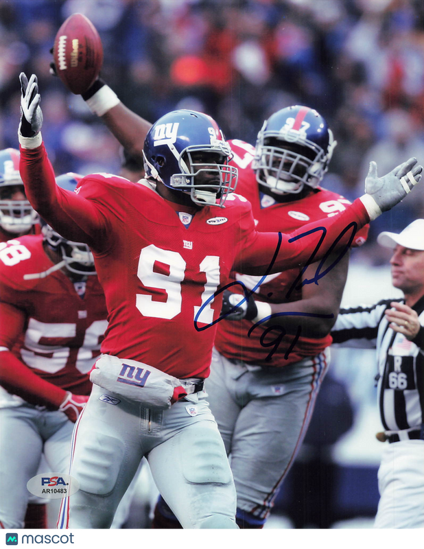 Justin Tuck Signed New York Giants Football 8x10 Photo PSA Autographed