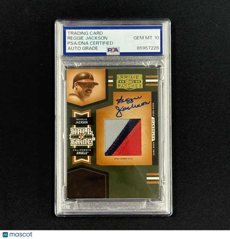 2005 Donruss Prime Patches #HF-10 29/86 Reggie Jackson  Signed Card Auto 10 PSA