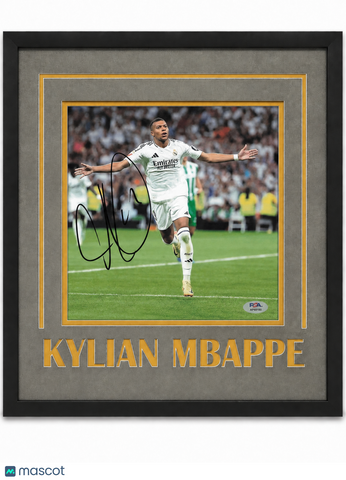 Kylian Mbappe Custom Framed Signed Real Madrid Photo PSA Autographed 14x16"