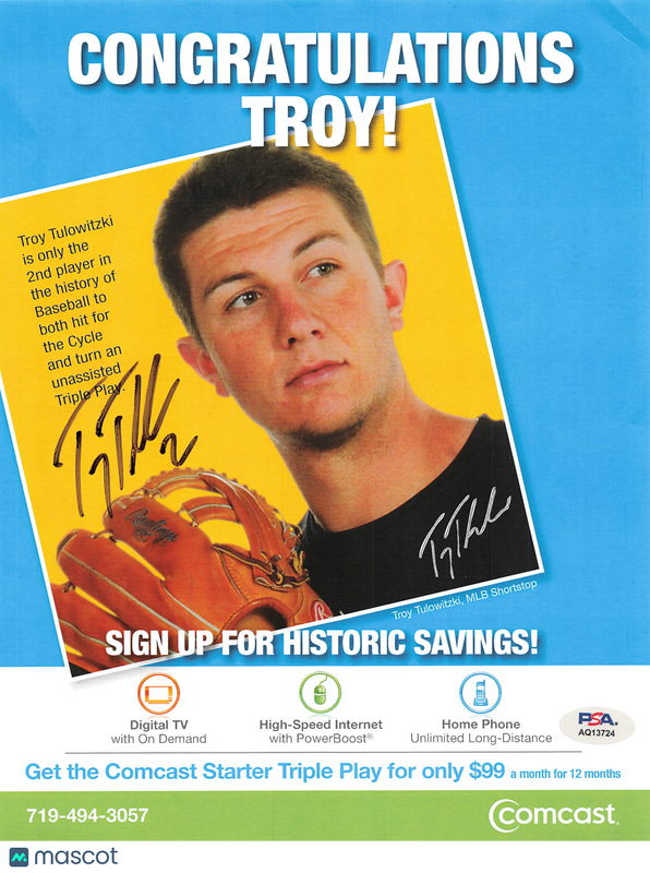 Troy Tulowitzki Colorado Rockies Signed 8.5x11 Photo PSA