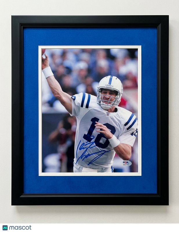 Peyton Manning Signed Indianapolis Colts Photo 11x14 Framed Display PSA 8x10