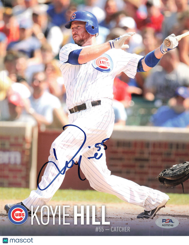 Koyie Hill Chicago Cub Signed 8x10 Photo PSA