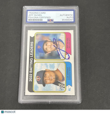 2023 Topps Heritage #201 Jeff McNeil Batting Leaders signed card PSA Auto 10