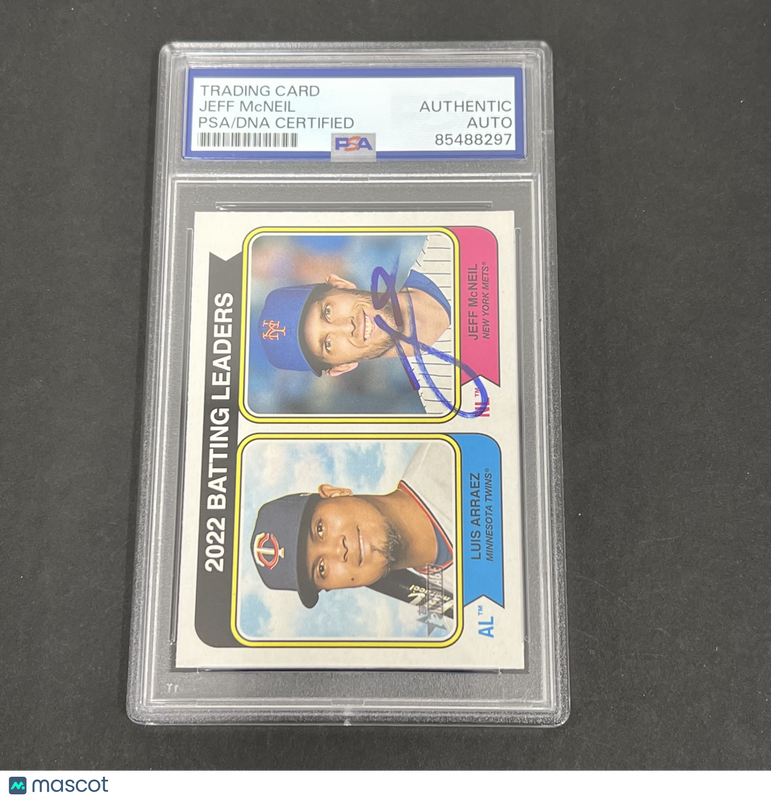 2023 Topps Heritage #201 Jeff McNeil Batting Leaders signed card PSA Auto 10