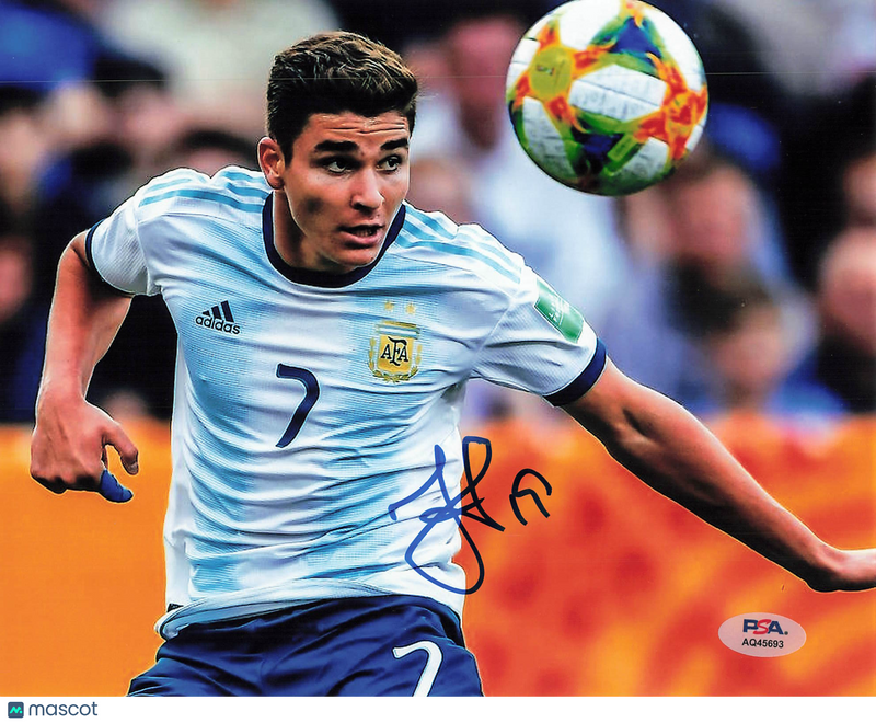 Julian Alvarez Signed Argentina National Football Team Football 8x10 Photo PSA
