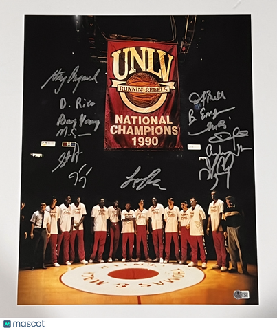 Larry Johnson Stacey Augmon UNLV Rebels Signed 16x20 Photo BAS