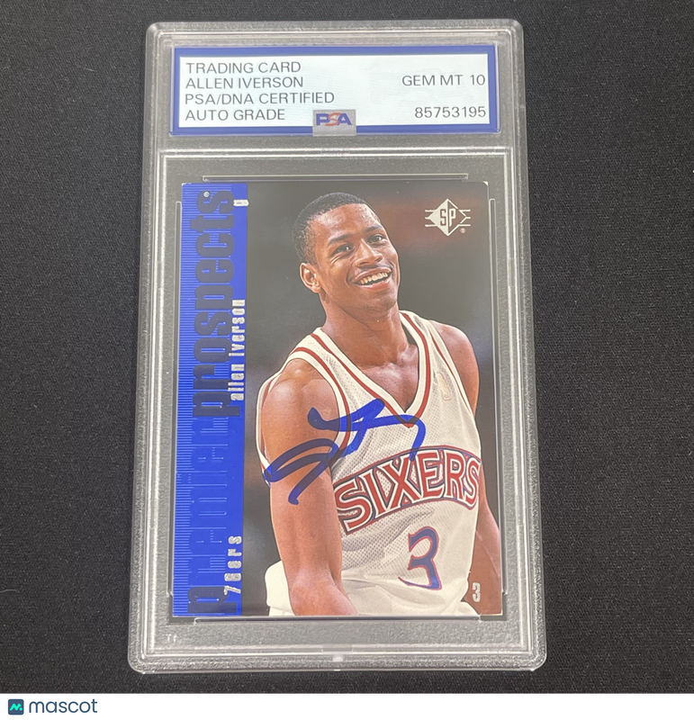 1996-97 Upper Deck Premier Prospects #141 Allen Iverson Signed Card Auto 10 PSA Slabbed 76ers