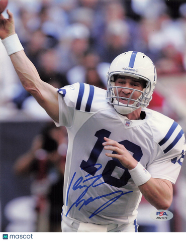 Peyton Manning Signed Indianapolis Colts Football 8x10 Photo PSA Autographed