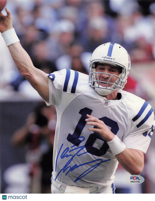 Peyton Manning Signed Indianapolis Colts Football 8x10 Photo PSA Autographed
