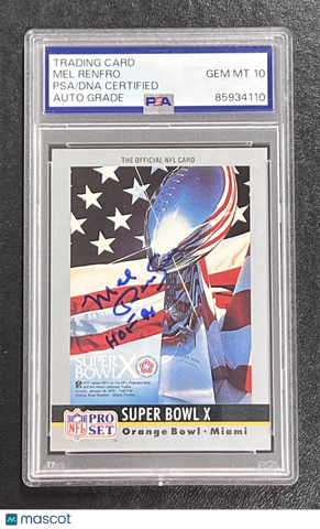 1990 Pro Set #10 Mel Renfro  Signed Card Auto 10 PSA Slabbed Cowboys