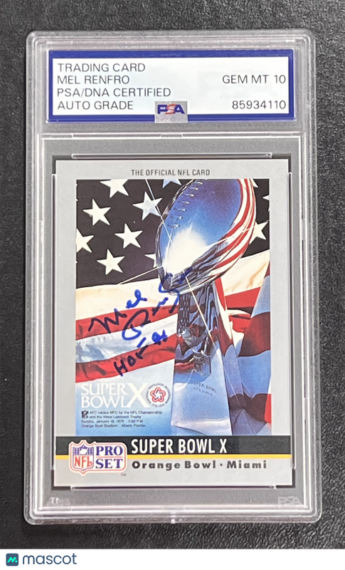 1990 Pro Set #10 Mel Renfro  Signed Card Auto 10 PSA Slabbed Cowboys