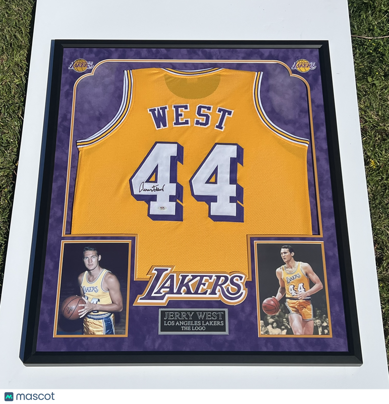 Jerry West Signed Jersey Custom Framed "34x40" PSA Los Angeles Lakers Autograph