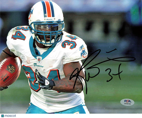 Ricky Williams Signed Miami Dolphins Football 8x10 Photo PSA Autographed