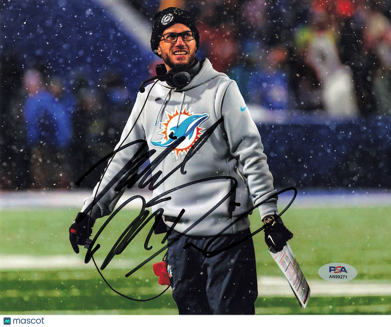 Mike McDaniel Signed Miami Dolphins Football 8x10 Photo PSA Autographed