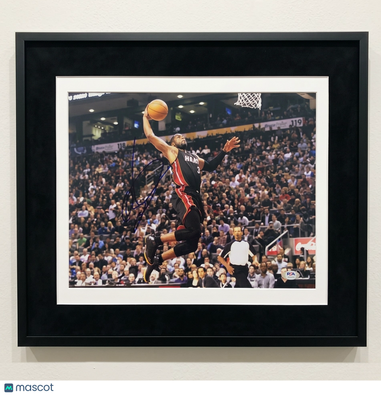 Dwyane Wade Miami Heat Signed Basketball Custom Framed 11x14 Photo PSA