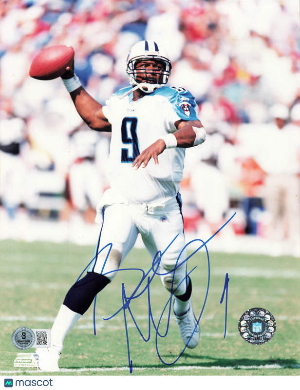 Steve McNair Signed Tennessee Titans Football 8x10 Photo BAS Autographed