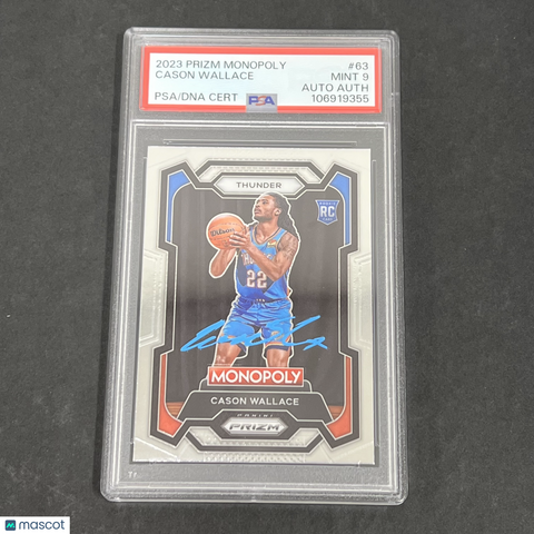 2023 Panini Prizm Monopoly #63 Cason Wallace signed card PSA 9 Auto A Thunder