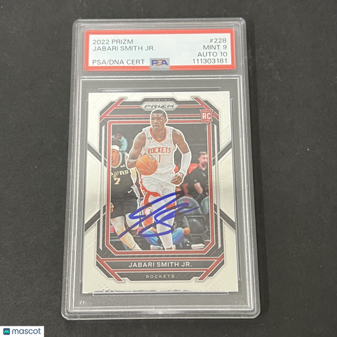 2022-23 Panini Prizm Silver #228 Jabari Smith Jr. RC signed card PSA 9 Auto 10