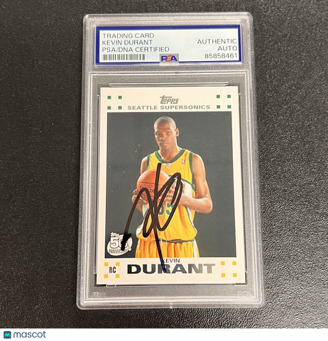 2007–08 Topps 50th Anniversary#2 of 14 Kevin Durant Signed Card Auto PSA Slab