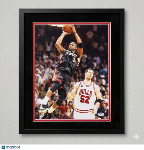 Dwyane Wade Miami Heat Signed Basketball 11x14 Custom Framed Photo PSA