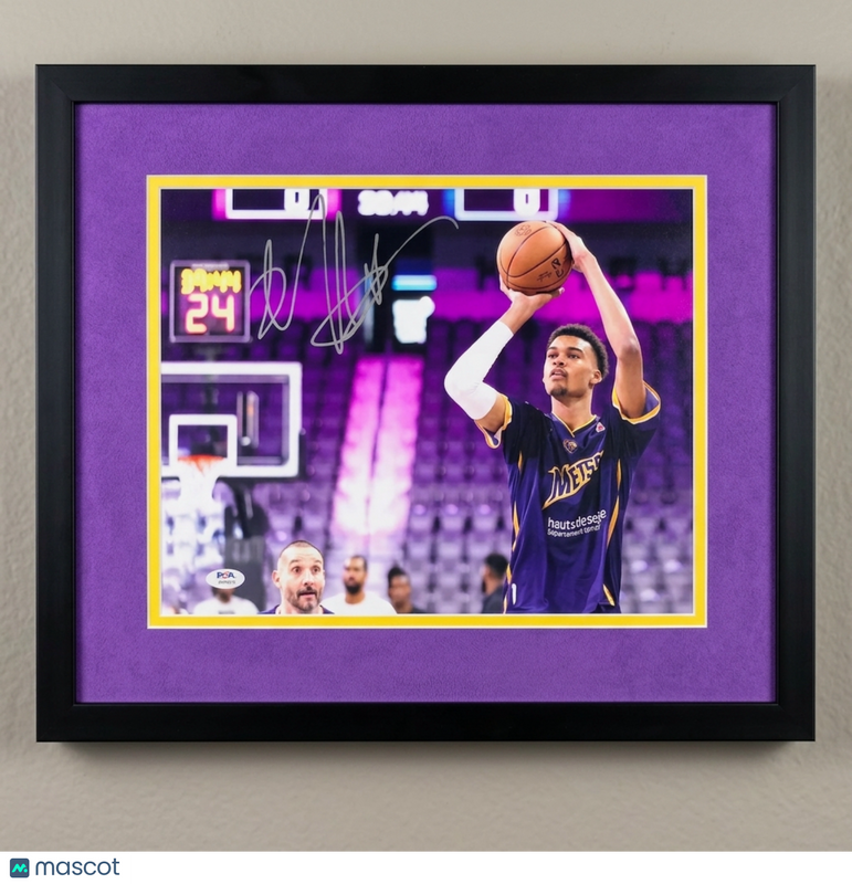 Victor Wembanyama Signed Metropolitans 92 Photo Framed PSA Autographed 14x18