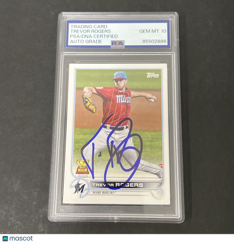 2022 Topps Series 1 #24 Trevor Rogers signed card PSA Auto 10 Marlins