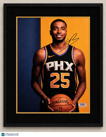 Mikal Bridges Phoenix Suns Signed Basketball 8x10 Custom Framed Photo PSA