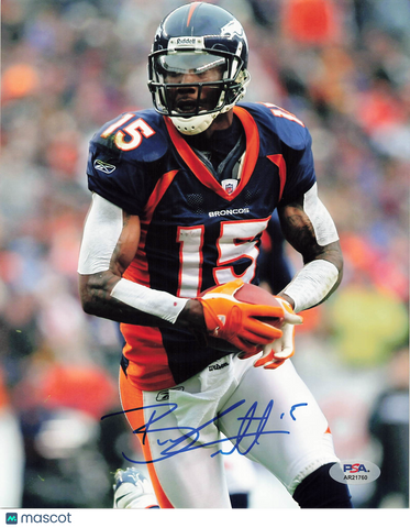 Brandon Marshall Signed Denver Broncos Football 8x10 Photo PSA Autographed