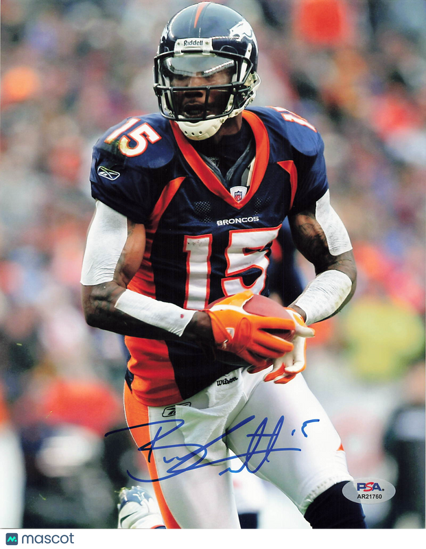 Brandon Marshall Signed Denver Broncos Football 8x10 Photo PSA Autographed