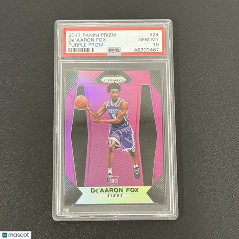 2017 Panini Prizm Purple#24 Rookie 59/75 De'aaron Fox Signed Card PSA 10 Kings