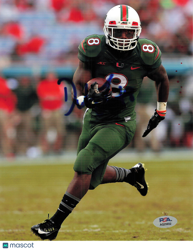 Duke Johnson Signed Miami Hurricanes Football 8x10 Photo PSA Autographed