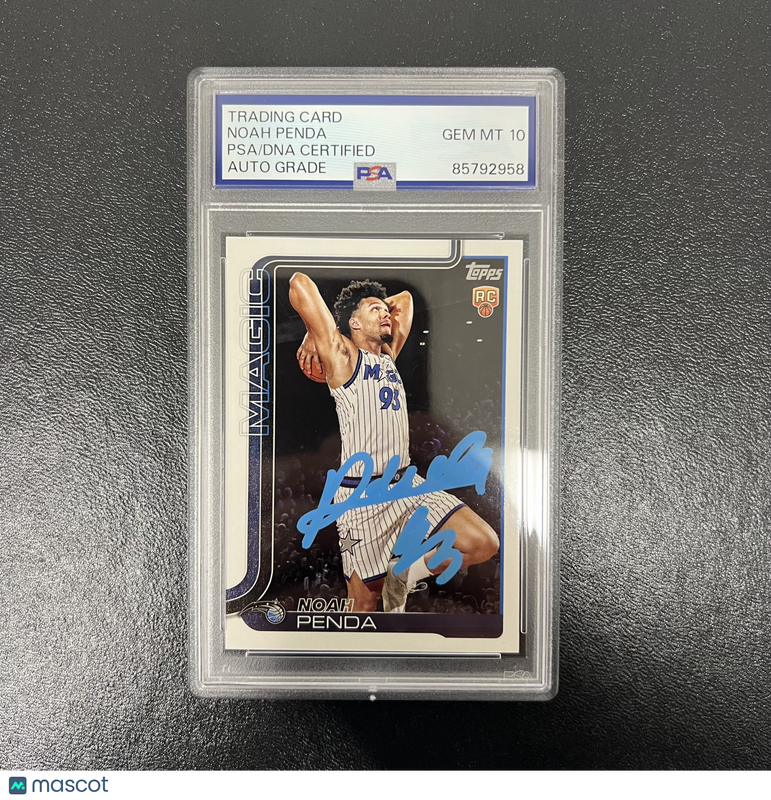2025 Topps Rookie Card#232 Noah Penda Signed Card PSA Auto 10 Orlando Magic