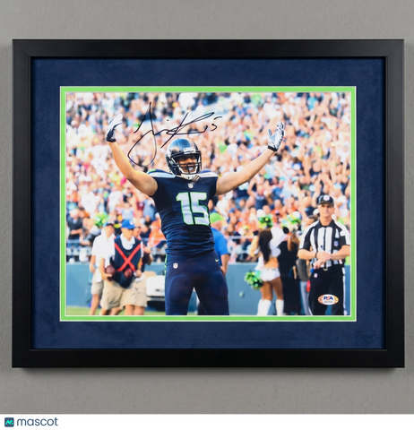 Jermaine Kearse Signed Seattle Seahawks Football 11x14 Custom Framed Photo PSA