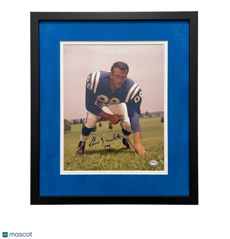 Gino Marchetti Signed Baltimore Colts Football 11x14 Custom Framed Photo PSA