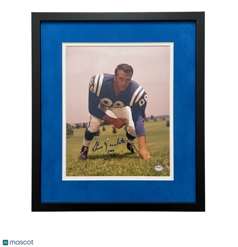 Gino Marchetti Signed Baltimore Colts Football 11x14 Custom Framed Photo PSA